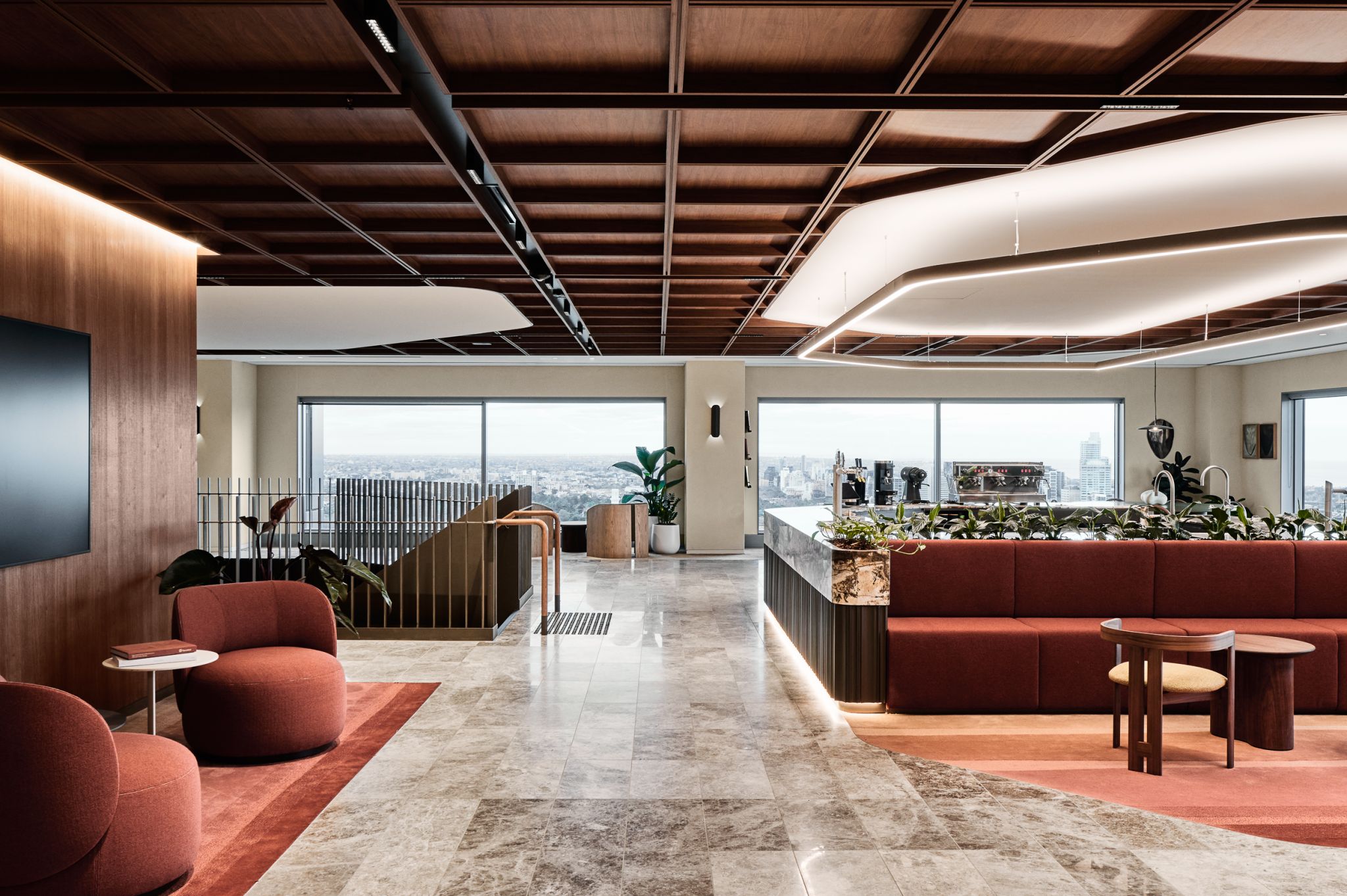 Commercial flooring project — completed office fit-out with large-format flooring, Melbourne